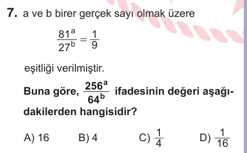 10, 11. Sınıf Matematik 2025 İOKBS Bursluluk Sınavı 7. Soru görseli