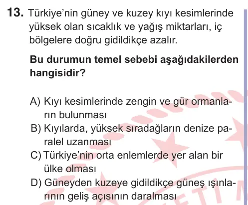 10, 11. Sınıf Sosyal Bilgiler 2025 İOKBS Bursluluk Sınavı 13. Soru görseli