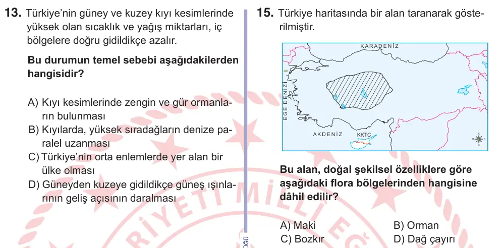 10, 11. Sınıf Sosyal Bilgiler 2025 İOKBS Bursluluk Sınavı 15. Soru görseli