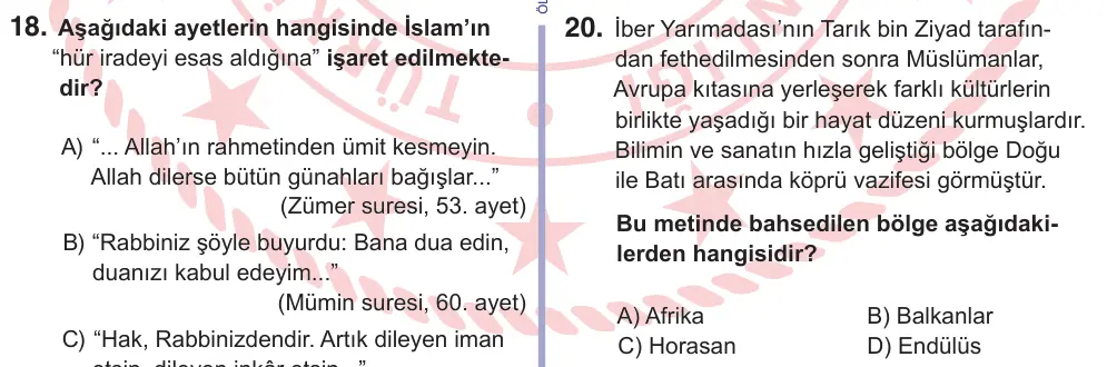 10, 11. Sınıf Sosyal Bilgiler 2025 İOKBS Bursluluk Sınavı 20. Soru görseli (1/3)