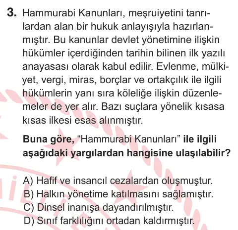 10, 11. Sınıf Sosyal Bilgiler 2025 İOKBS Bursluluk Sınavı 3. Soru görseli