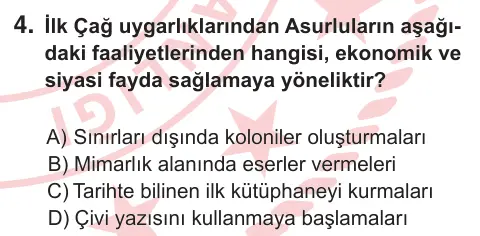 10, 11. Sınıf Sosyal Bilgiler 2025 İOKBS Bursluluk Sınavı 4. Soru görseli