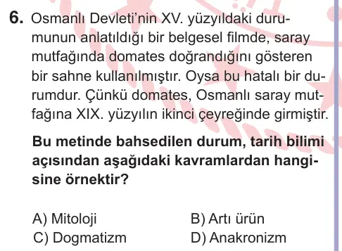 10, 11. Sınıf Sosyal Bilgiler 2025 İOKBS Bursluluk Sınavı 6. Soru görseli
