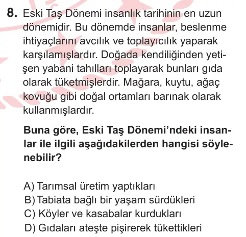 10, 11. Sınıf Sosyal Bilgiler 2025 İOKBS Bursluluk Sınavı 8. Soru görseli