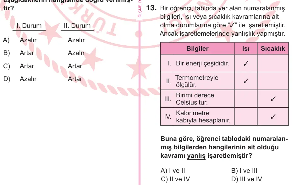 5. Sınıf Fen Bilimleri 2025 İOKBS Bursluluk Sınavı 13. Soru görseli