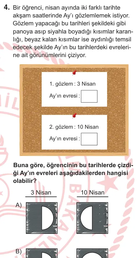 5. Sınıf Fen Bilimleri 2025 İOKBS Bursluluk Sınavı 4. Soru görseli