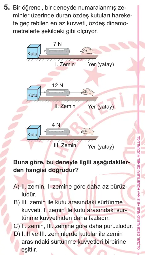 5. Sınıf Fen Bilimleri 2025 İOKBS Bursluluk Sınavı 5. Soru görseli