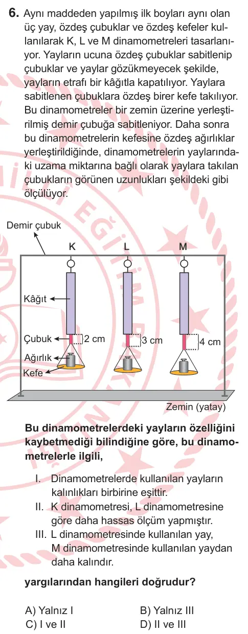 5. Sınıf Fen Bilimleri 2025 İOKBS Bursluluk Sınavı 6. Soru görseli