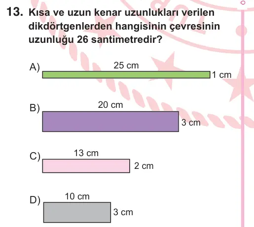5. Sınıf Matematik 2025 İOKBS Bursluluk Sınavı 13. Soru görseli