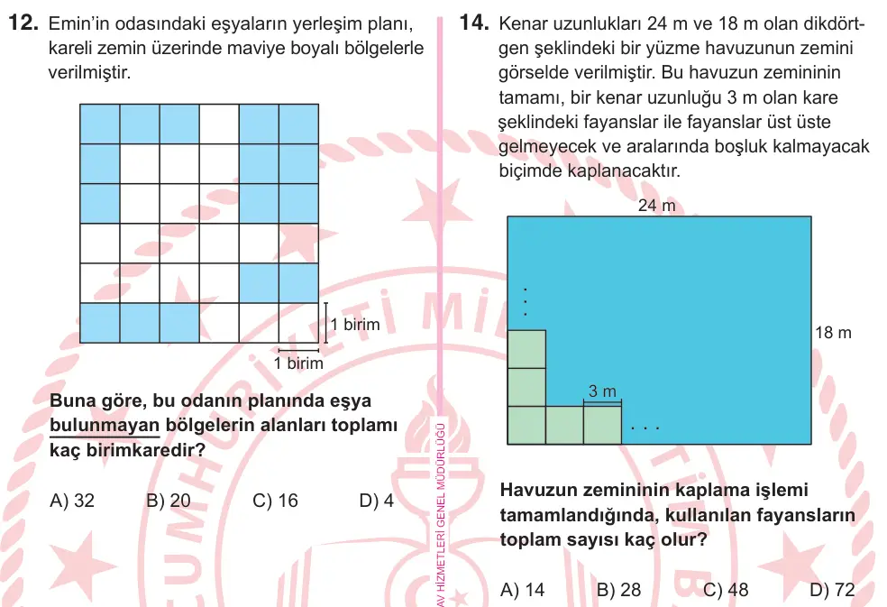 5. Sınıf Matematik 2025 İOKBS Bursluluk Sınavı 14. Soru görseli