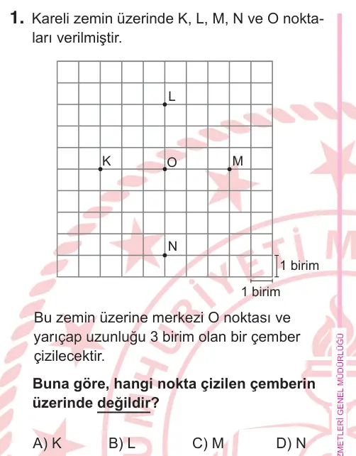 5. Sınıf Matematik 2025 İOKBS Bursluluk Sınavı 1. Soru görseli