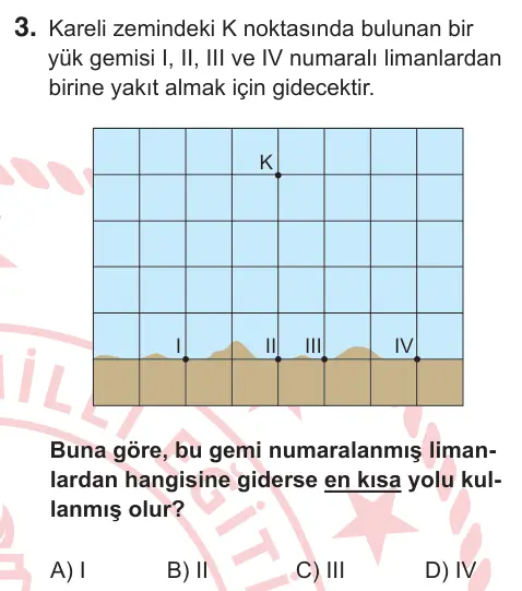 5. Sınıf Matematik 2025 İOKBS Bursluluk Sınavı 3. Soru görseli