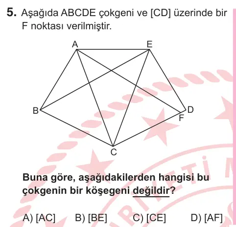 5. Sınıf Matematik 2025 İOKBS Bursluluk Sınavı 5. Soru görseli