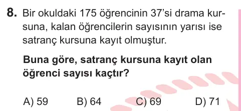 5. Sınıf Matematik 2025 İOKBS Bursluluk Sınavı 8. Soru görseli