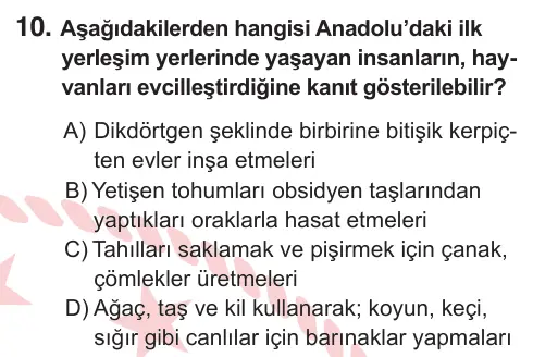 5. Sınıf Sosyal Bilgiler 2025 İOKBS Bursluluk Sınavı 10. Soru görseli