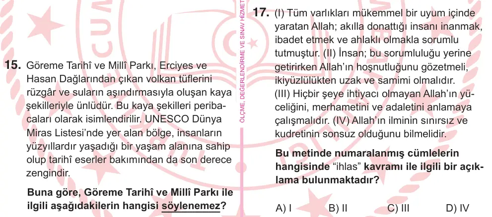 5. Sınıf Sosyal Bilgiler 2025 İOKBS Bursluluk Sınavı 17. Soru görseli