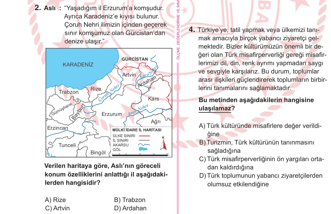 5. Sınıf Sosyal Bilgiler 2025 İOKBS Bursluluk Sınavı 2. Soru görseli