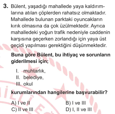 5. Sınıf Sosyal Bilgiler 2025 İOKBS Bursluluk Sınavı 3. Soru görseli