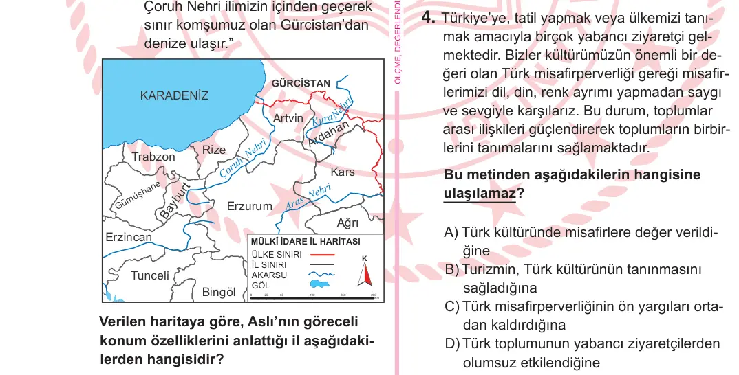 5. Sınıf Sosyal Bilgiler 2025 İOKBS Bursluluk Sınavı 4. Soru görseli
