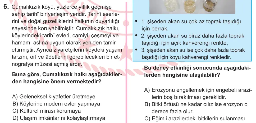 5. Sınıf Sosyal Bilgiler 2025 İOKBS Bursluluk Sınavı 6. Soru görseli