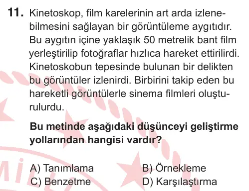 5. Sınıf Türkçe 2025 İOKBS Bursluluk Sınavı 11. Soru görseli