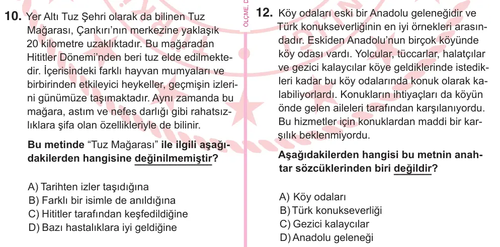 5. Sınıf Türkçe 2025 İOKBS Bursluluk Sınavı 12. Soru görseli