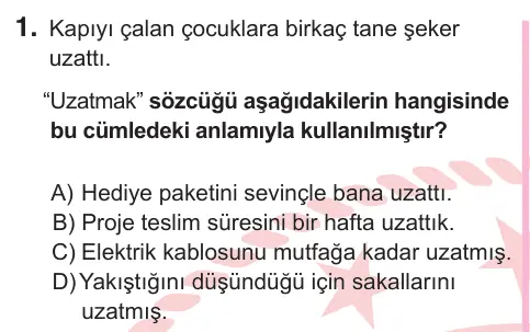 5. Sınıf Türkçe 2025 İOKBS Bursluluk Sınavı 1. Soru görseli