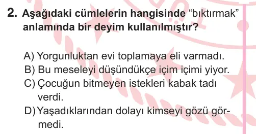 5. Sınıf Türkçe 2025 İOKBS Bursluluk Sınavı 2. Soru görseli