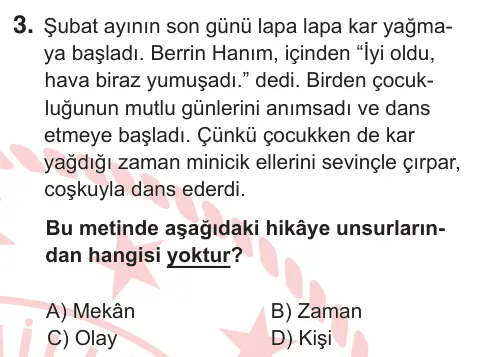 5. Sınıf Türkçe 2025 İOKBS Bursluluk Sınavı 3. Soru görseli