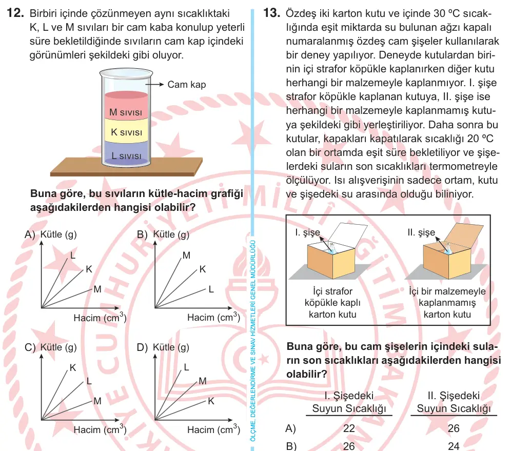 6. Sınıf Fen Bilimleri 2025 İOKBS Bursluluk Sınavı 12. Soru görseli