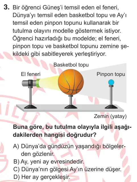6. Sınıf Fen Bilimleri 2025 İOKBS Bursluluk Sınavı 3. Soru görseli