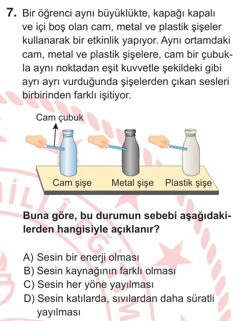 6. Sınıf Fen Bilimleri 2025 İOKBS Bursluluk Sınavı 7. Soru görseli