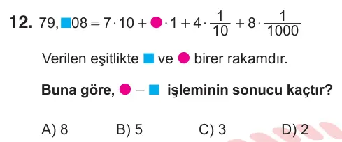 6. Sınıf Matematik 2025 İOKBS Bursluluk Sınavı 12. Soru görseli