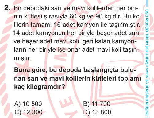 6. Sınıf Matematik 2025 İOKBS Bursluluk Sınavı 2. Soru görseli