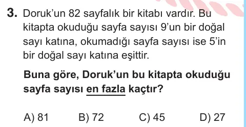 6. Sınıf Matematik 2025 İOKBS Bursluluk Sınavı 3. Soru görseli