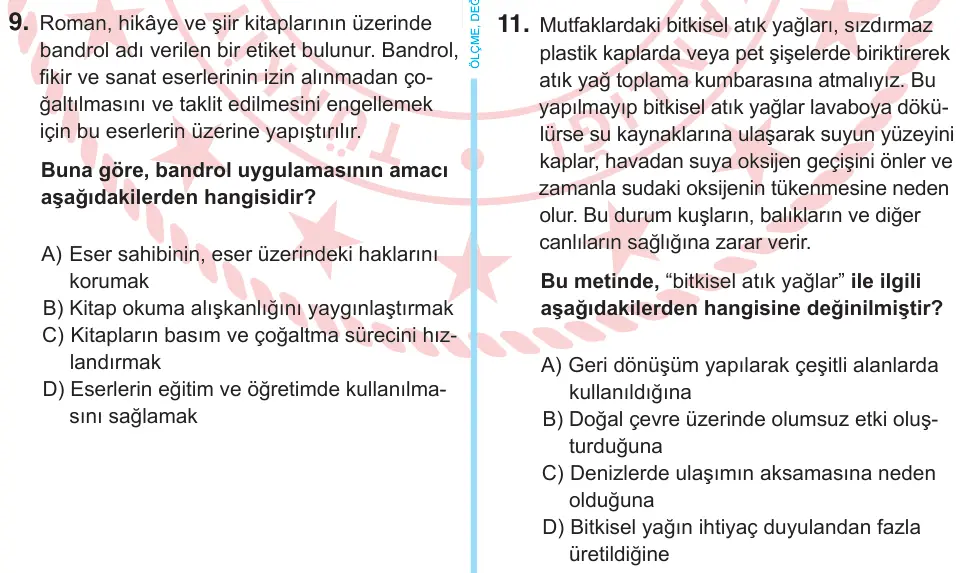 6. Sınıf Sosyal Bilgiler 2025 İOKBS Bursluluk Sınavı 11. Soru görseli