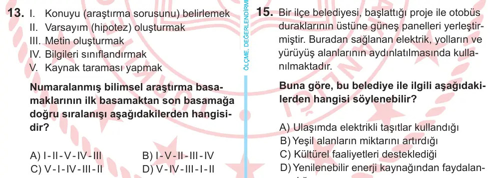 6. Sınıf Sosyal Bilgiler 2025 İOKBS Bursluluk Sınavı 13. Soru görseli