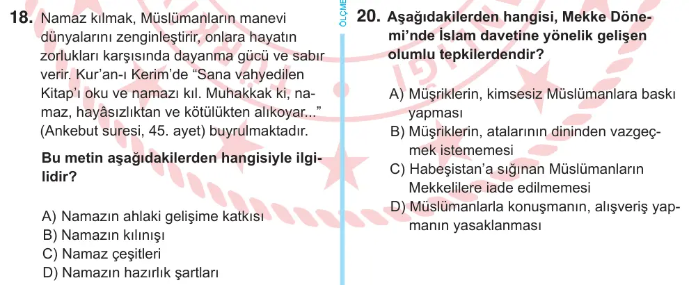 6. Sınıf Sosyal Bilgiler 2025 İOKBS Bursluluk Sınavı 18. Soru görseli