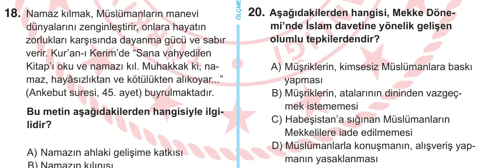 6. Sınıf Sosyal Bilgiler 2025 İOKBS Bursluluk Sınavı 20. Soru görseli (1/3)