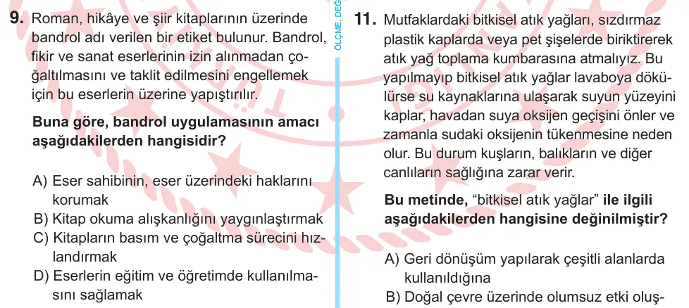 6. Sınıf Sosyal Bilgiler 2025 İOKBS Bursluluk Sınavı 9. Soru görseli