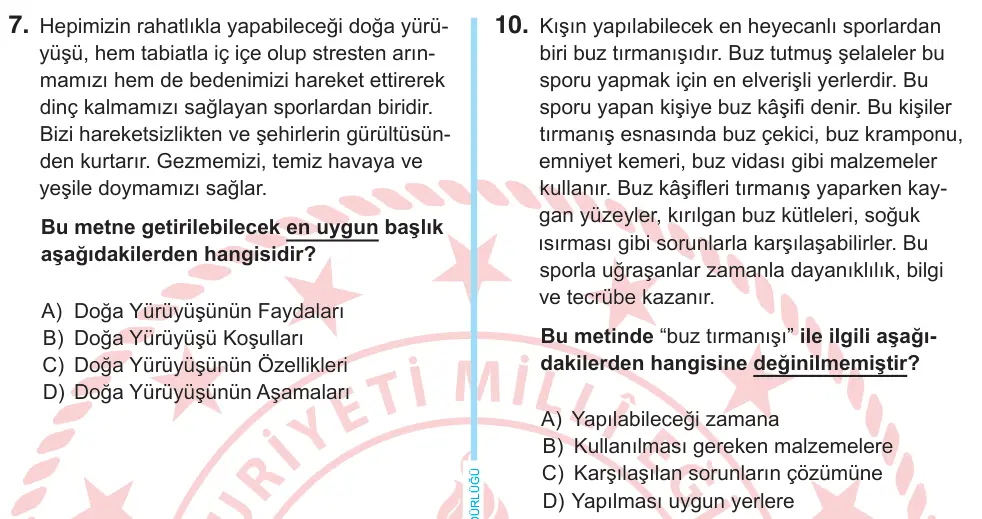 6. Sınıf Türkçe 2025 İOKBS Bursluluk Sınavı 10. Soru görseli