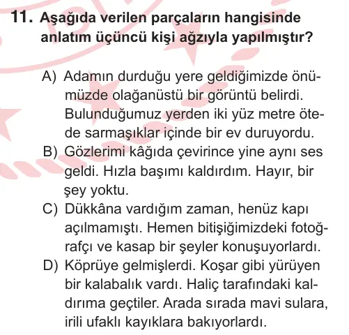 6. Sınıf Türkçe 2025 İOKBS Bursluluk Sınavı 11. Soru görseli
