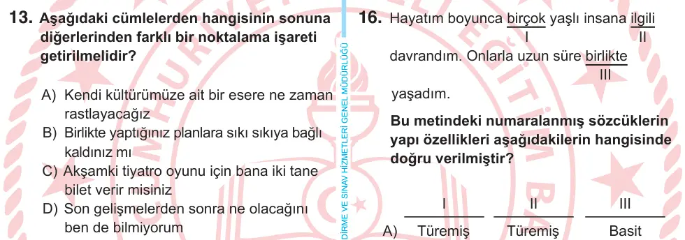 6. Sınıf Türkçe 2025 İOKBS Bursluluk Sınavı 13. Soru görseli