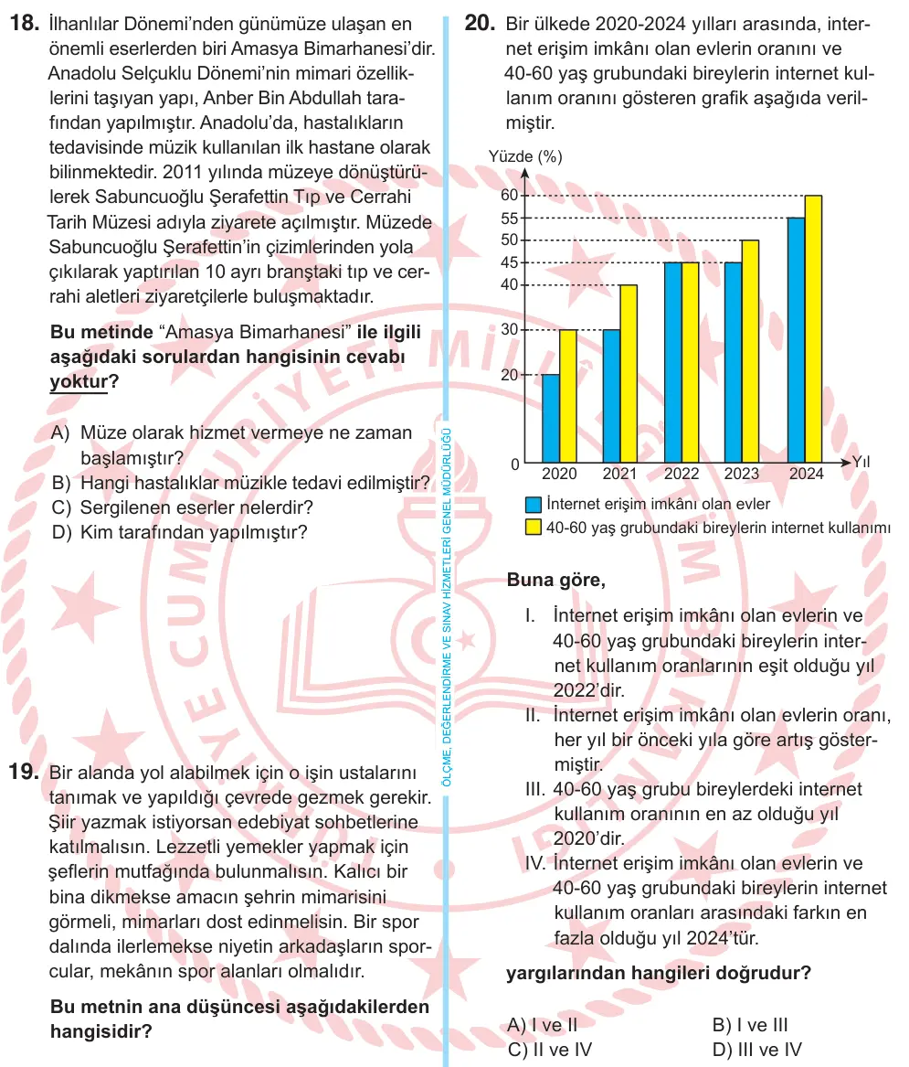 6. Sınıf Türkçe 2025 İOKBS Bursluluk Sınavı 20. Soru görseli