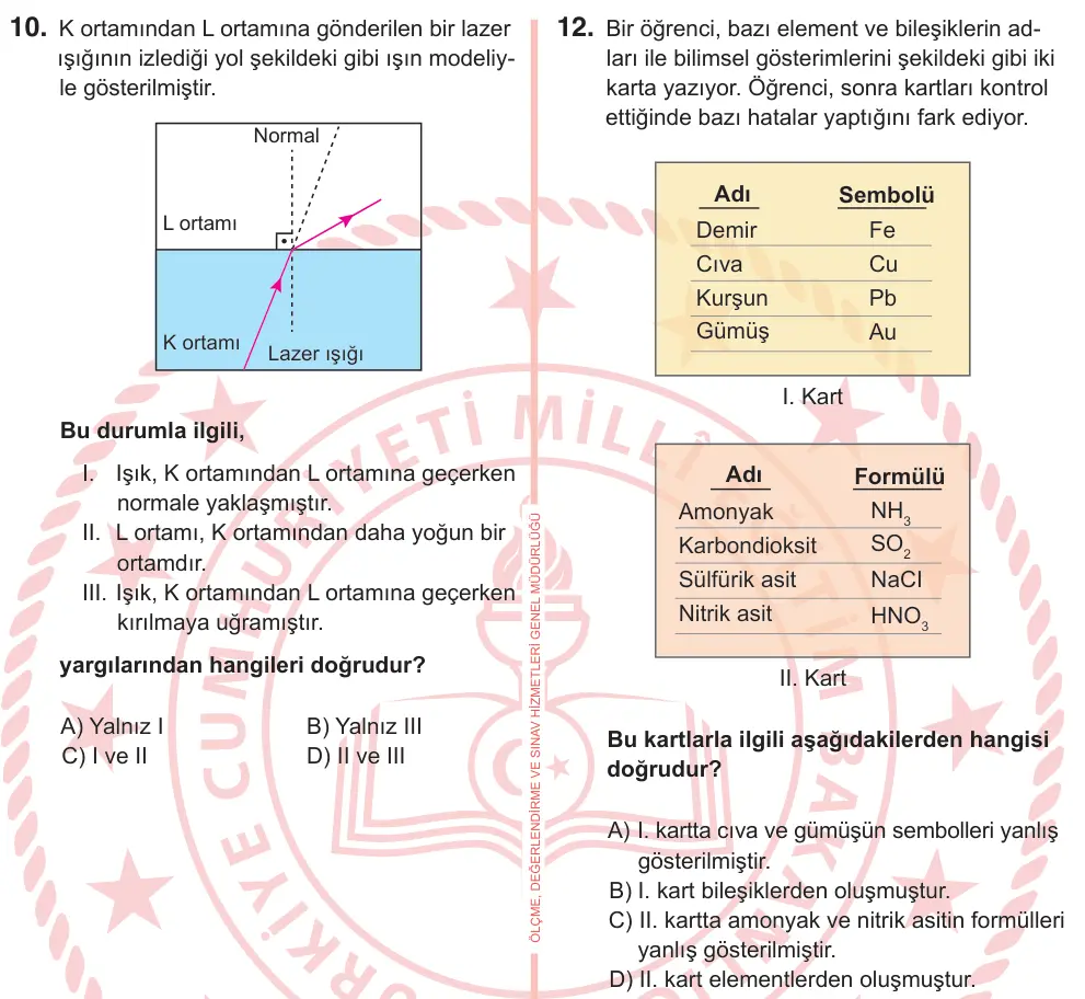 7. Sınıf Fen Bilimleri 2025 İOKBS Bursluluk Sınavı 12. Soru görseli