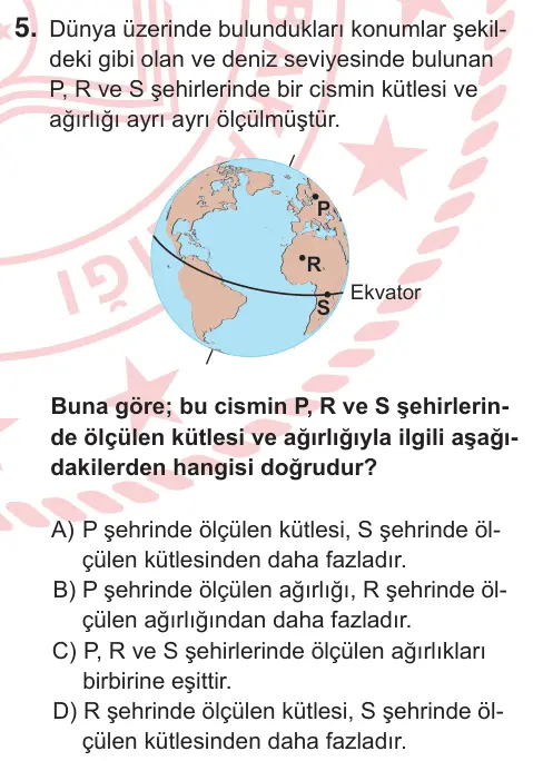 7. Sınıf Fen Bilimleri 2025 İOKBS Bursluluk Sınavı 5. Soru görseli