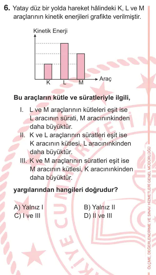 7. Sınıf Fen Bilimleri 2025 İOKBS Bursluluk Sınavı 6. Soru görseli