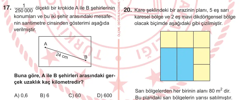 7. Sınıf Matematik 2025 İOKBS Bursluluk Sınavı 17. Soru görseli