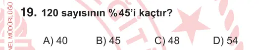 7. Sınıf Matematik 2025 İOKBS Bursluluk Sınavı 19. Soru görseli