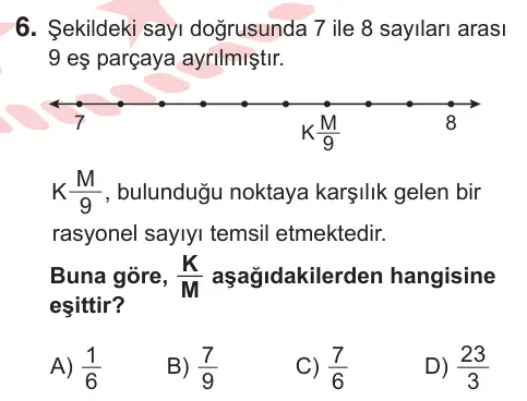 7. Sınıf Matematik 2025 İOKBS Bursluluk Sınavı 6. Soru görseli